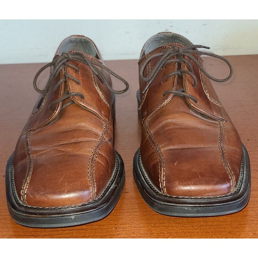 Men's SKECHERS MAESTRO Shoes Sz.10 Lace-Up Italian Brown Square Bicycle Toe - Picture 2 of 11